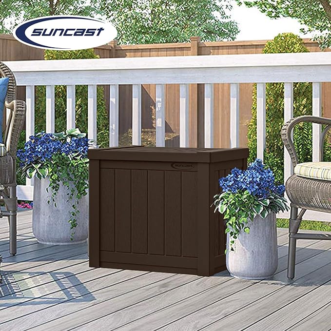 Suncast 17 x 22 Inch Resin 22-Gallon Patio Storage Deck Box, Java Brown (2 Pack) - Image 4