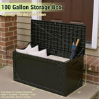 TARKARI 100 Gallon Lockable Resin Deck Box, Waterproof & UV-Resistant Outdoor Storage Box for Outdoor Cushion Storage, Garden Tools & Pool Accessories Storage, Black - Image 2