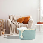 Large Rectangle Blankets Basket Living Room 22"x17"x12" Woven Cotton Rope - Image 5