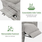 IDEALHOUSE Wicker Outdoor Recliner Reclining Patio Chairs with Adjustable Back & Footrest 150° Lay-Flat Reclining with Air Pump Rattan Flip-Up Side Table Outdoor Lounge Chairs for Pool Deck Balcony - Image 7