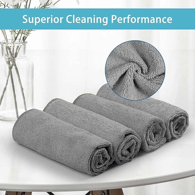 HOMEXCEL Grey Microfiber Cleaning Cloth 100 Pack, Microfiber Towel - Image 3