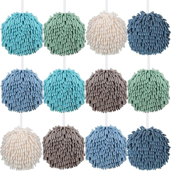 Macarrie 12 Packs Fluffy Towel Chenille Hand Towel Absorbent Fast Drying Hand by Macarrie