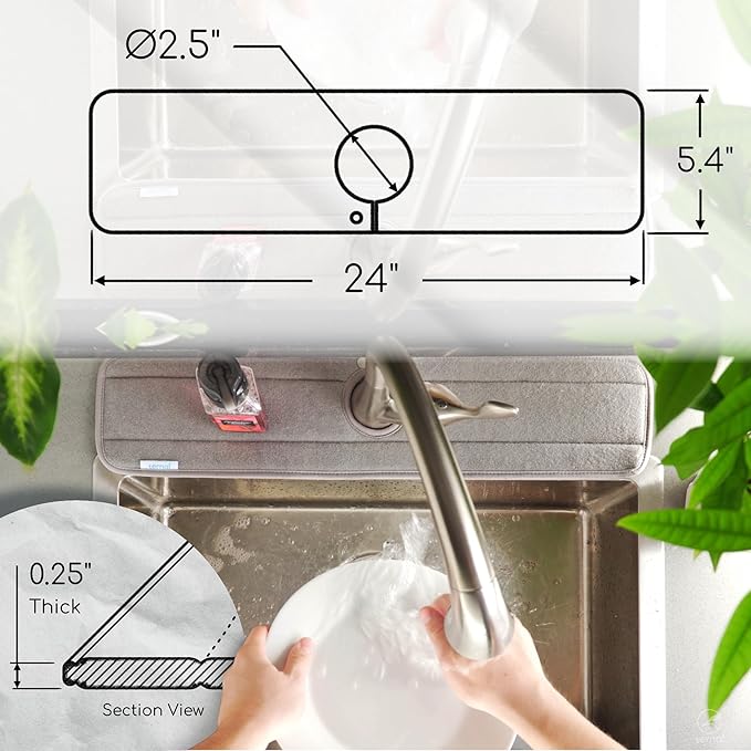 Ternal Original SINKMAT 24in XL Faucet Splash Guard Extra Long Microfiber Sink - Image 3