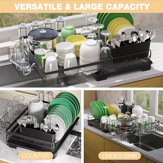 Dish Drying Rack Extendable Dish Rack Rustproof Carbon Steel - Image 2
