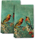 Cute Birds Kitchen Towels Decorative Set of 2, Absorbent Dish Towels Green Tea by Wovoto