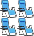 Homall Zero Gravity Chair Patio Folding Lawn Outdoor Lounge Gravity Camp Reclining Lounge Chair with Cup Holder Pillows for Poolside Backyard and Beach Set of 4 (Sky Blue) by Homall