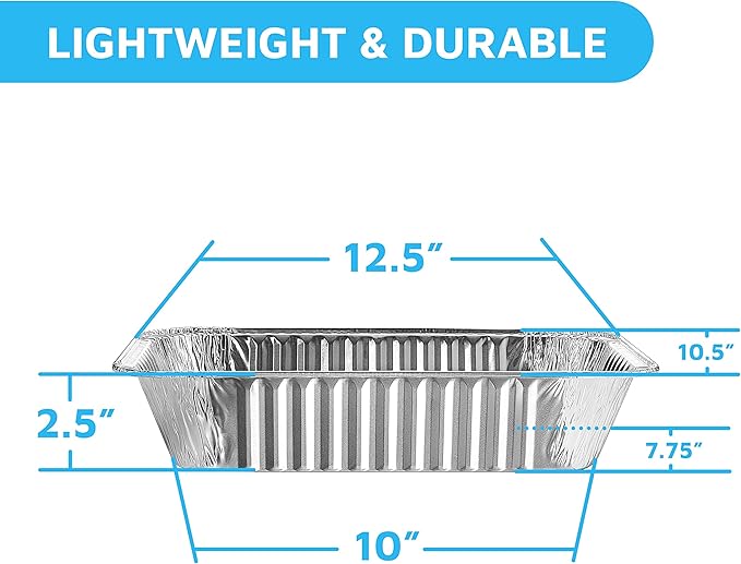 MontoPack Aluminum Foil Pans Half Size Roasting Chafing Pan | Bulk 30 Pack of - Image 2
