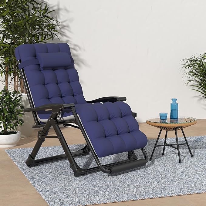 Suteck Oversized Zero Gravity Chair,29In XL Lounge Chair w/Removable Cushion&Headrest, Reclining Camping Chair w/Upgraded Lock and Footrest, Reclining Patio Chairs Recliner for Indoor Outdoor - Image 2