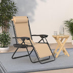 Best Choice Products Set of 2 Adjustable Steel Mesh Zero Gravity Lounge Chair Recliners w/Pillows and Cup Holder Trays - Sand - Image 2