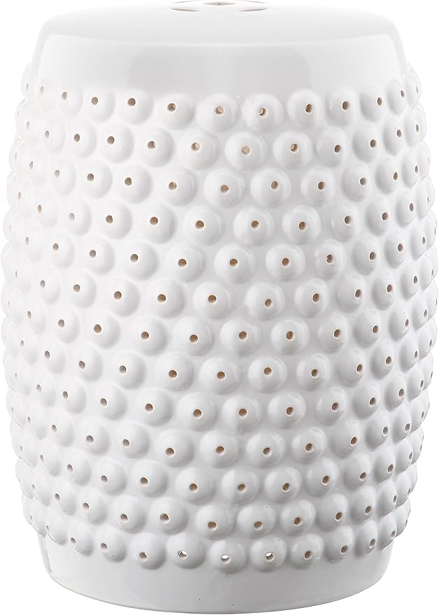 Safavieh Castle Gardens Collection Stella Nail Head White Glazed Ceramic Garden Stool by SAFAVIEH