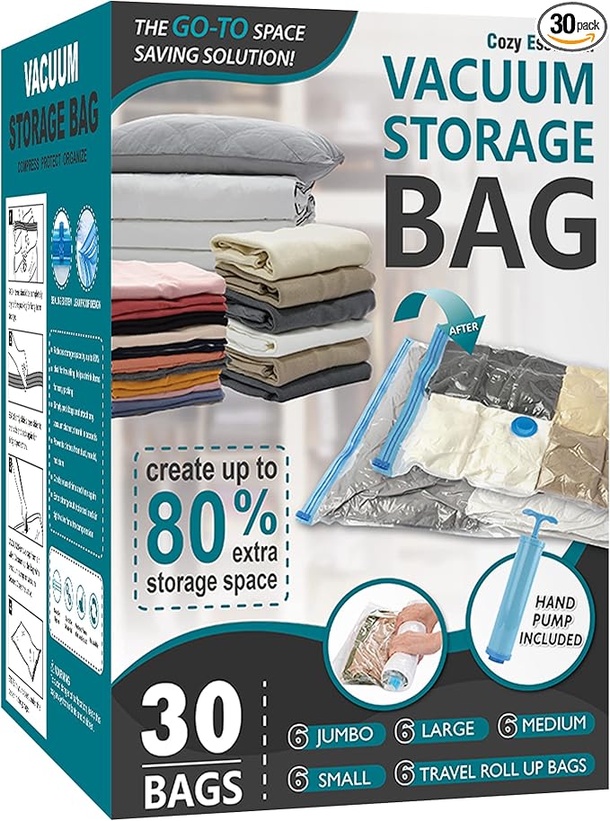 30 Pack Space Saver Bags Compression Storage Bags by CozyEssential
