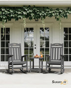 Oversized Outdoor Rocking Chairs Set of 2, High Back Porch Rocking Chair, HDPE All Weather Resistant Rocking Chairs for Patio, 380lbs Weight Capacity, Dark Grey - Image 2