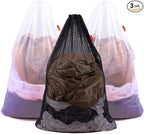 3 Pack Mesh Laundry Bags, 24 x 36 Inches Heavy Duty Drawstring Bag, Travel and by DuomiW