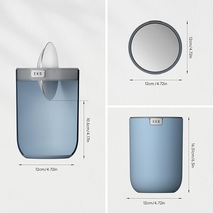 EKO Mini Desk Trash Can with Swing-Top Lid 0.4 Gallon Small Table Round - Image 6
