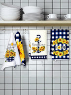 Bencailor 4 Pcs Sunflower Kitchen Towels Blue and White Floral Hand Dish Towels - Image 6