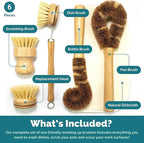 Jungle Culture® 6 Pack Bamboo Dish Brush Set - Image 2