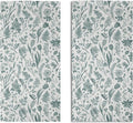 Spring Floral Hand Towels for Bathroom Set of 2 Aqua White Flower Leaves by Aytipun