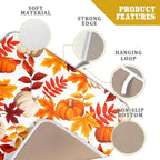 Fall Dish Drying Mat for Kitchen Counter Watercolor Pumpkins Autumn Leaves - Image 4