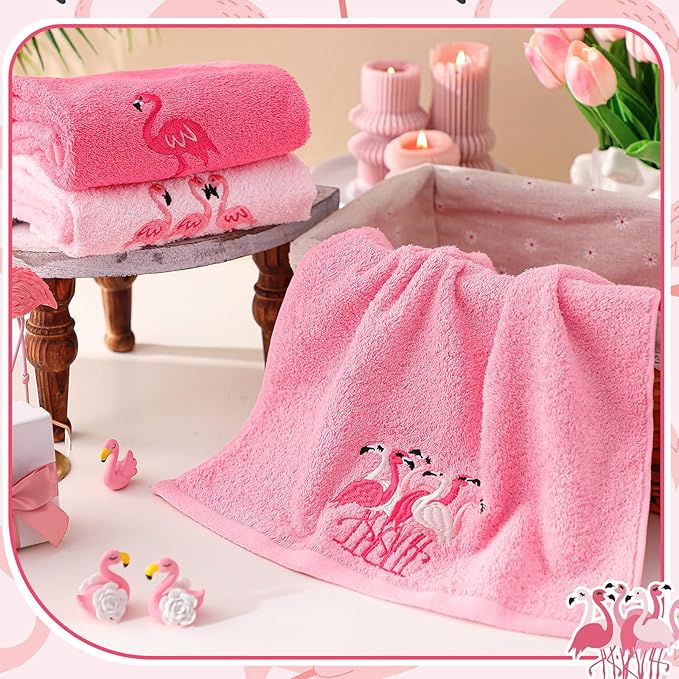 3 Pack Pink Flamingo Hand Towels - Image 5