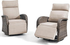 Zero Gravity Patio Swivel Rocking Recliner Chairs Set of 2 - Wicker Outdoor Lounge Chair with Adjustable Backrest & Footrest, All Weather Reclining Rocker Chairs with Thick Cushion for Pool Deck Beige - Image 7