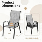 MAMIZO Patio Dining Chairs, Stackable All Weather Teslin Chair, Heavy Duty Outdoor Breathable Chairs Set, w/Armrests, Upgraded Chair FeetW/Strenthened Iron Spacers, 330 LBS (6, Grey) - Image 2
