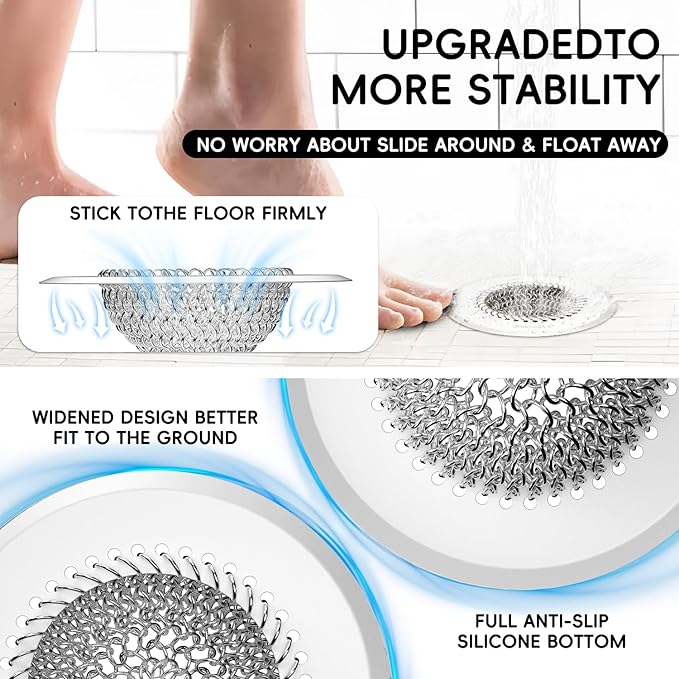 Drain Hair Catcher: for Bathtub & Shower, Reversible 304 Stainless Steel - Image 5