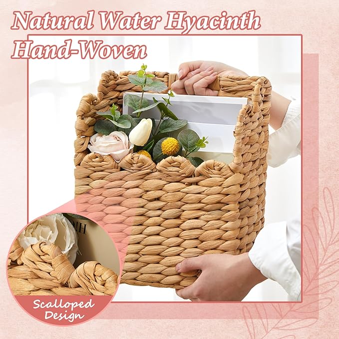 LemonRoad Wall Hanging Wicker Basket Set of 2, Handwoven Water Hyacinth Basket - Image 4