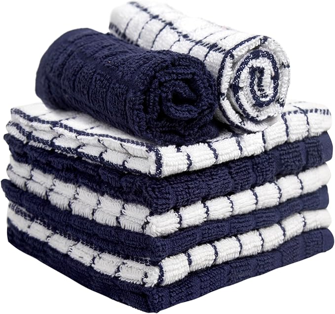 Bumble Premium Cotton Dish Cloths 12" x 12"| Navy Design | 405 GSM | Highly - Image 4