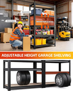AOAORRG Set of 4 Garage Shelving Heavy Duty Storage Shelves, Metal Adjustable Shelving Unit, Utility Garage Organizer Shelf for Basement, Pantry, Kitchen, Warehouse, 31.5"W x 13.8"D x 71.2"H, Black - Image 6