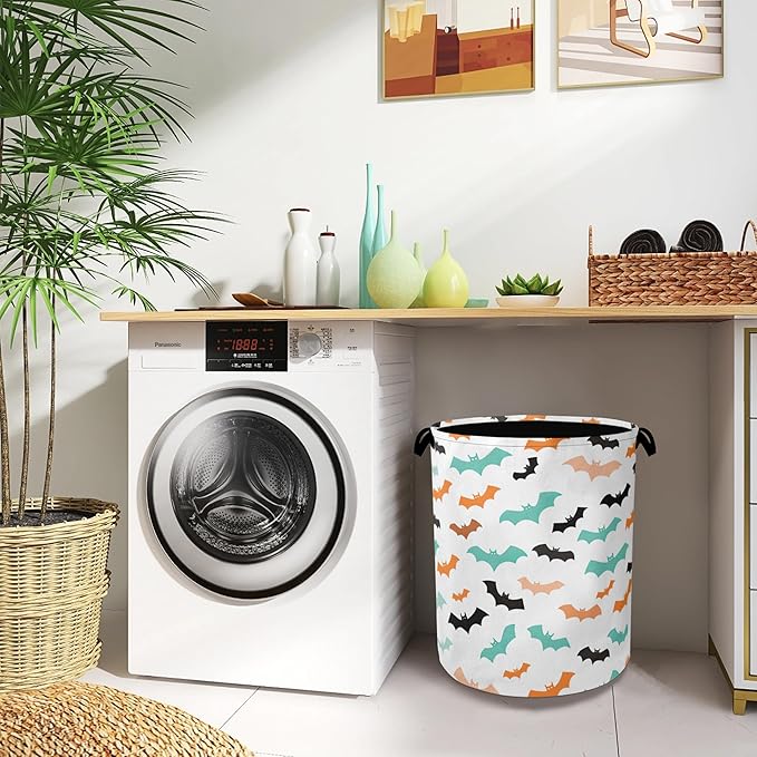 Colorful Bats Laundry Basket, Halloween Foldable - Image 8