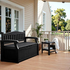 Flamaker 80 Gallon Storage Bench Outdoor Indoor, Durable All-Weather Seating with Hidden Storage, Lockable Deck Box for Garden, Patio, Poolside (Black) - Image 2