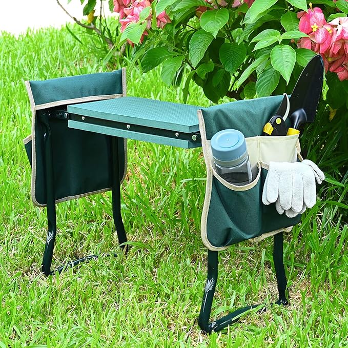 KVR Upgraded Garden Kneeler and Seat with Thicken & Widen Soft Kneeling Pad,Heavy Duty Foldable Gardener Stool with 2 Tool Pouches,Gardening Gifts for Women Mom Men Seniors¡­… - Image 2