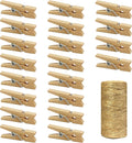 Mini Wooden Clothespins With Jute Twine, 1 Inch Photo Paper Peg Pin Craft Clips by Millennial+Essentials