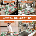 Flamingo Dish Drying Mat for Kitchen Counter Microfiber Absorbent Dish Tropical - Image 7