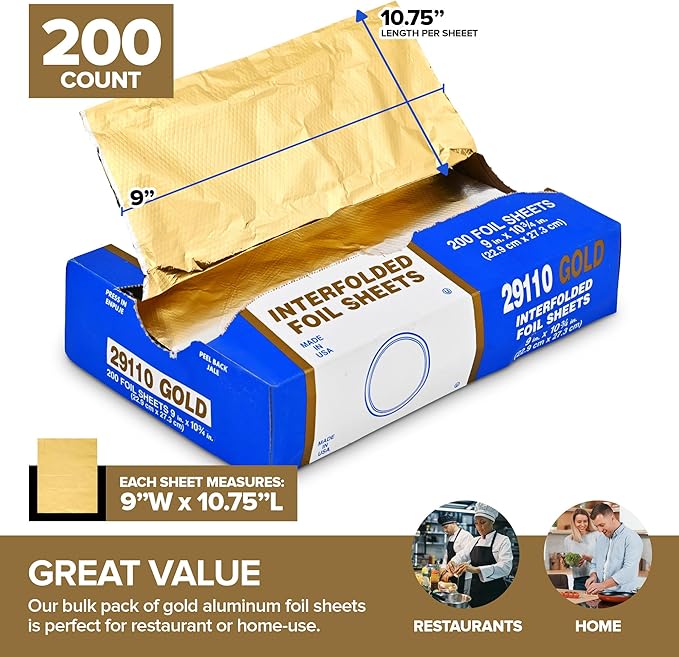 200 Count Pre-Cut Pop Up Wraps, 9” Gold Disposable Wrappers - Image 2
