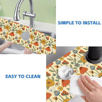 Abstract 70s Mushroom Floral Sink Faucet Absorbing Mat Sink Splash Guard Faucet - Image 5