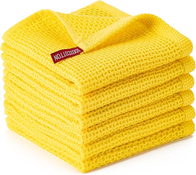 BOOMIBOO 6-Pack Kitchen Dish Cloths, 100% Cotton Waffle Weave, Ultra Soft by BOOMIBOO