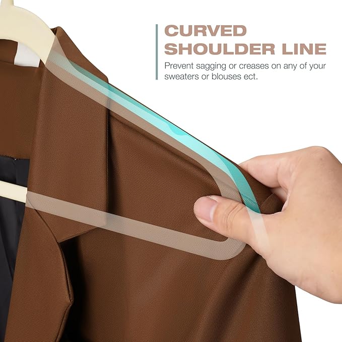 50 Pack Beige Velvet Hangers, Non Slip, Heavy-Duty, Space Saving, - Image 5