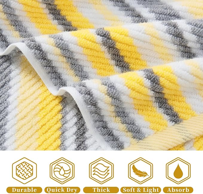 Yellow Striped Washcloths 6PC - Image 4