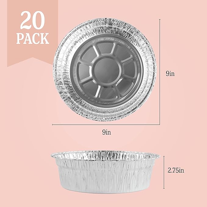 PLASTICPRO 9'' Inch Deep Round Tin Foil Pans Disposable Aluminum, Freezer & - Image 4