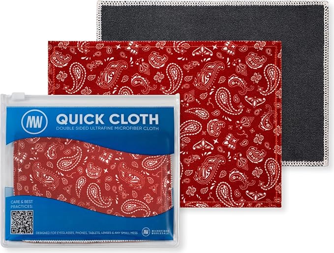 Quick Cloth Microfiber Glasses Cleaning Cloths – 5x7, Paisley Red, 2 Pack - Image 7