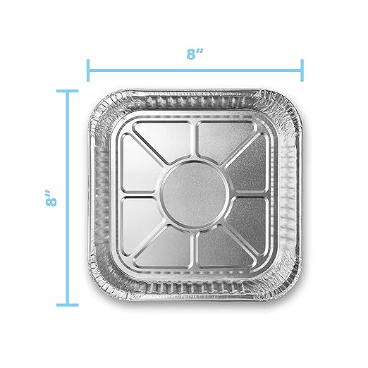 MontoPack 8” Disposable Aluminum Foil Square Baking Pans | 8 x 8 Cake Pan Tin - Image 3