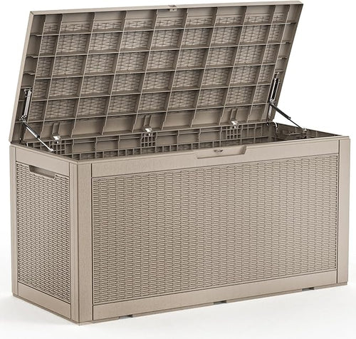 120 Gallon Waterproof Outdoor Storage Box,Resin Deck Box,Lockable Outside Storage Box Container for Patio Furniure,Garden,Pool Tools (120 Gallon,Grey) by MAIUSCOLI