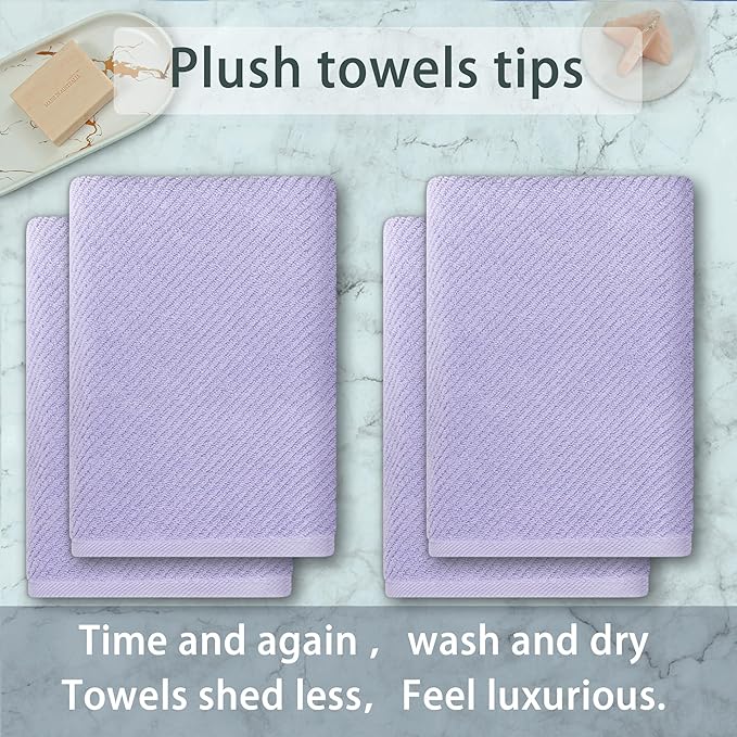 VOOVA & MOVAS Purple Bath Towels Set of 4, Large 30" x 56" - Image 3
