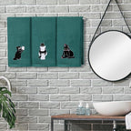 3 Pcs Cat Hand Towels for Bathroom Decor Funny Embroidered Black Cat Halloween - Image 3