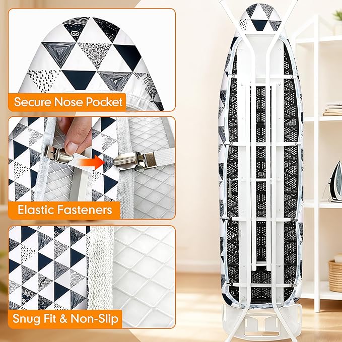 Ironing Board Cover and Pad, 18x49 Extra Wide Thick Iron Padding, Scorch & - Image 5