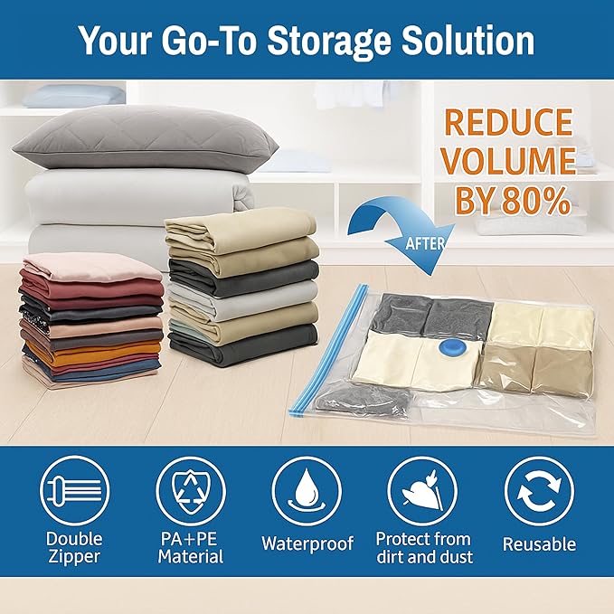 Hanging Vacuum Storage Bags for Clothes & Coats – 8 Pack Vacuum Seal Garment - Image 7
