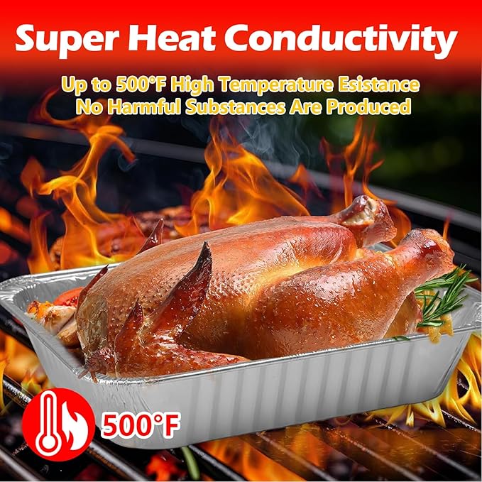 Aluminum Pans Foil Pans with Lids, 30 Pack 9x13 Disposable Trays Half Size - Image 4