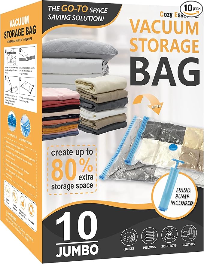 Cozy Essential Vacuum Storage Bags, Compression Space Saver Bags by CozyEssential