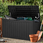 YITAHOME 100 Gallon Resin Deck Box, Weather Resistant Outdoor Storage Box, Lockable Indoor Outdoor Storage for Supplies and Essentials, Black - Image 6